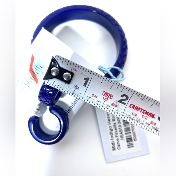 Splendette Set Midi MED Indigo Heavy Carve Fakelite Bangle  & hoop earrings NWT - Picture 10 of 10